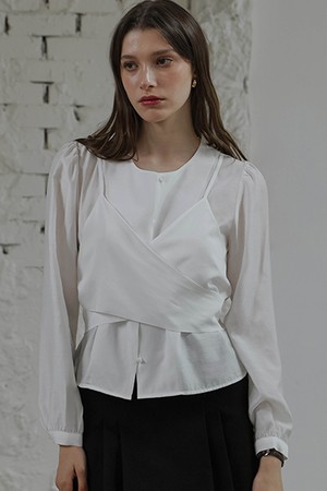 Day Layered Wrap Blouse [White]