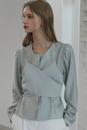 Day Layered Wrap Blouse [Mint]