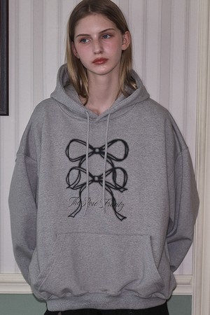 Overlap Ribbon Hoodie [Gray]