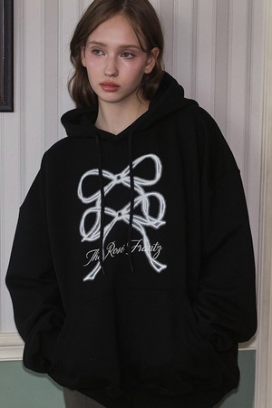 Overlap Ribbon Hoodie [Black]