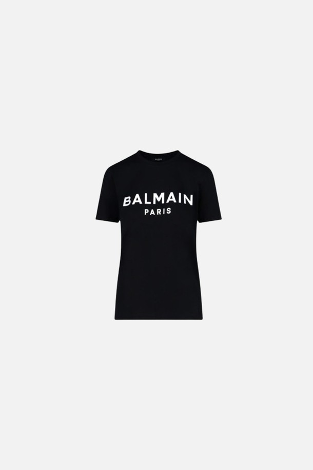 BALMAIN - 반팔티셔츠 - 발망 여성 코튼 로고 티셔츠 블랙 XF0EF000BB02EAB