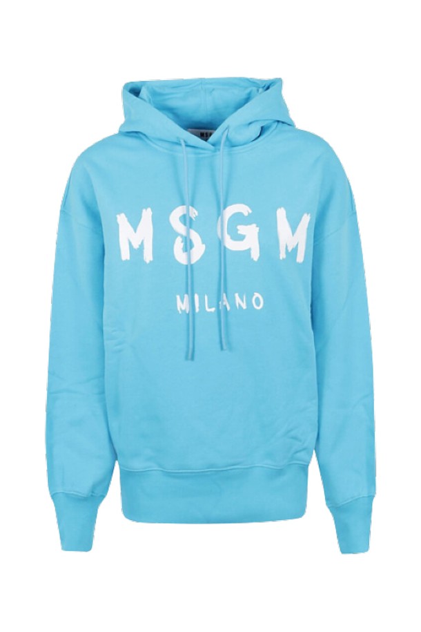 MSGM - 긴팔티셔츠 - MSGM 여성 로고 프린트 후드티셔츠 스카이블루 3142MDM51521799984