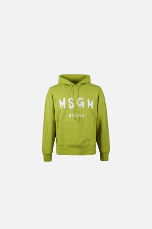 MSGM 남성 로고 프린트 후드티셔츠 그린 3140MM51521759933