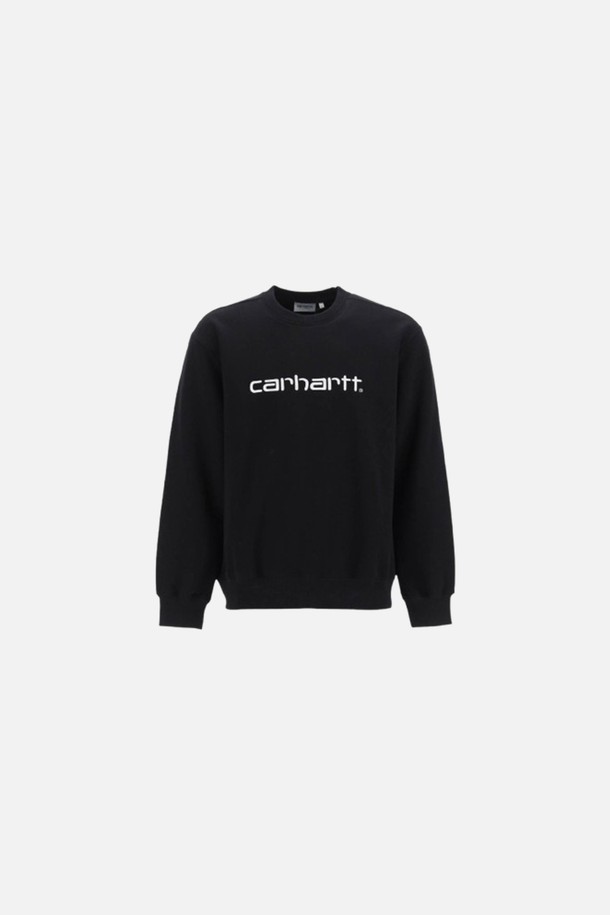 Carhartt WIP - 스웨트셔츠 - 칼하트 24FW 남성 WIP 로고 자수 스웨트 셔츠 블랙 I030546 0D2XX