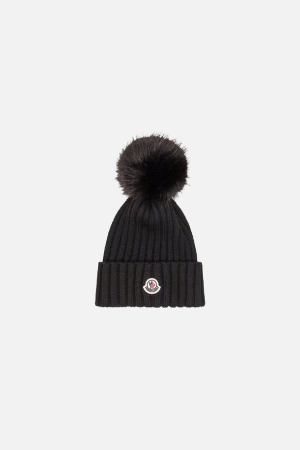 MONCLER - 모자 - 몽클레르 24FW 로고 패치 비니 블랙 3B00027M1131 999