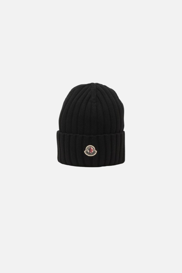 MONCLER - 모자 - 몽클레르 24FW 로고 패치 비니 블랙 3B00036A9327 999