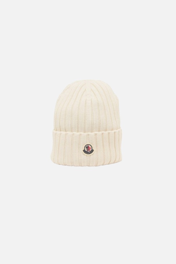 MONCLER - 모자 - 몽클레르 24FW 로고 패치 비니 화이트 3B00036A9327 030