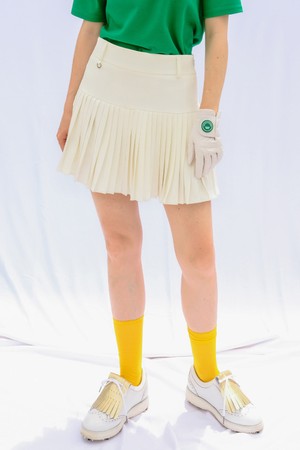 SLIM PLEATS EMBROIDERED 슬림 플리츠 자수 스커트 WHITE