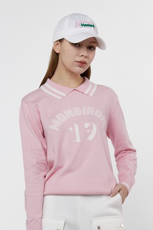 MONBIRDIE 19 KNITTED 카라넥 소프트 니트 티셔츠 PINK