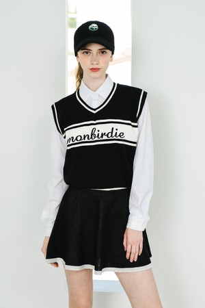 LOGO EMBROIDERY VEST 로고 자수 컬러블록 베스트 BLACK