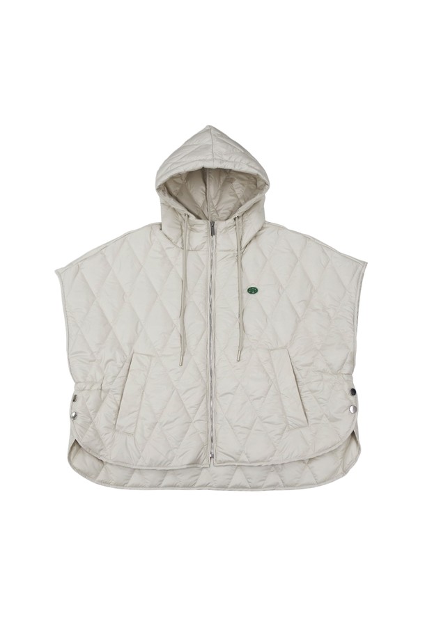 MONBIRDIE - 다운 / 패딩 - 판초형 누빔 후드패딩 BEIGE