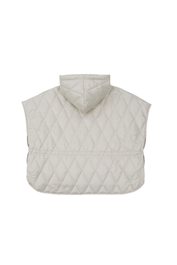 MONBIRDIE - 다운 / 패딩 - 판초형 누빔 후드패딩 BEIGE