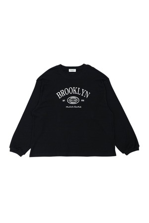 [몽버디 에센셜] 에어리 코튼 그래픽 긴팔 티셔츠 BLACK