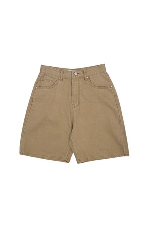 [몽버디 에센셜] 피카 5부 데님 숏츠 SAND BROWN
