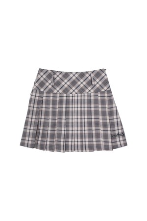 꼴레뜨 체크 플리츠 스커트 GREY