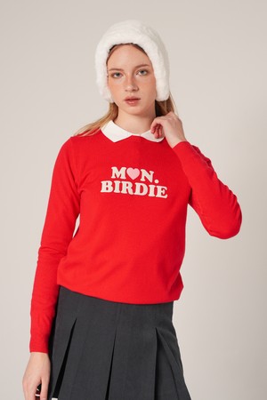 로지 크루넥 로고 긴팔니트 RED