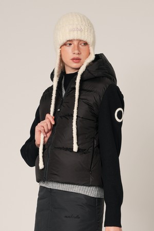 헤더 덕다운 후드 패딩자켓 BLACK