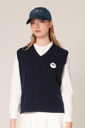 케이블 스마일 브이넥 베스트 NAVY