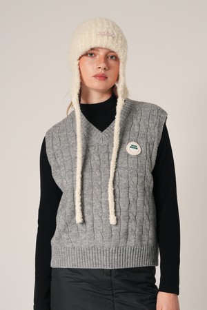 케이블 스마일 브이넥 베스트 GREY