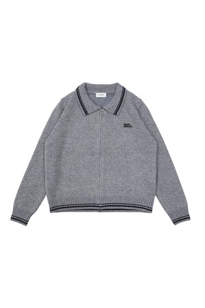 젠틀 카라넥 집업니트 GREY