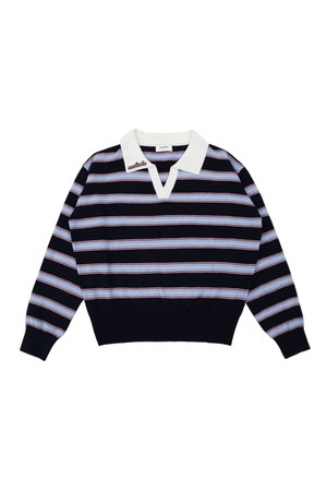 뉴 슬로우 스트라이프 카라니트 NAVY