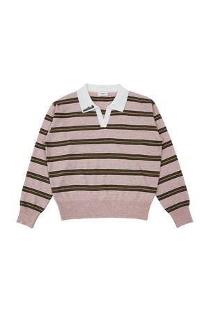 뉴 슬로우 스트라이프 카라니트 PINK