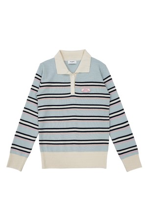 베리 스트라이프 카라넥 니트 MINT