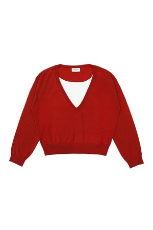 [몽버디 에센셜] 엠마 뷔스티에 니트 세트 RED