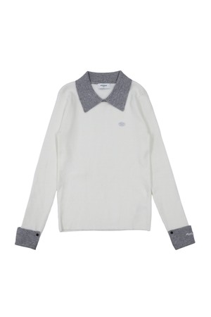 커프스 배색 카라니트 WHITE