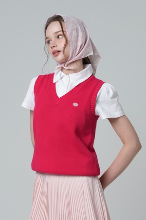 클라우드 브이넥 베스트 HOTPINK