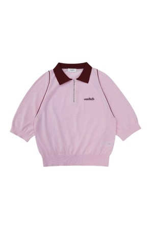 세이지 아노락 배색니트 PINK