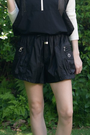 스마일 나일론 밴딩 카고 숏츠 BLACK