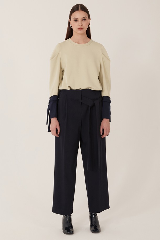 Le yiel - 롱/미디팬츠 - Tuck Detail Long Pants_Navy 턱 디테일 롱 팬츠_네이비