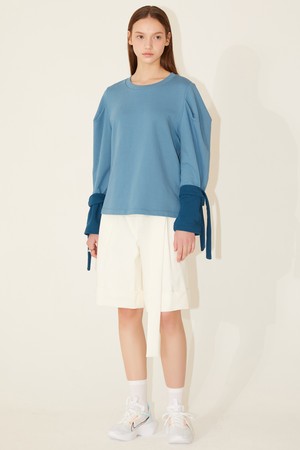 Puff Sleeve Sweatshirt_Blue 퍼프 슬리브 스웨트셔츠_블루