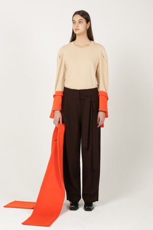 Tuck Detail Wide Pants_Brown 턱 디테일 와이드 팬츠_브라운