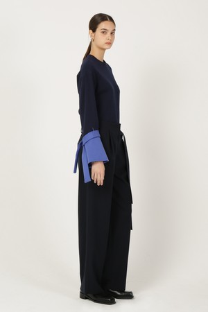 Tuck Detail Wide Pants_Navy 턱 디테일 와이드 팬츠_네이비