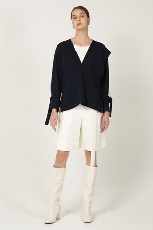 Color Block Blouse_Navy 컬러 블럭 블라우스_네이비