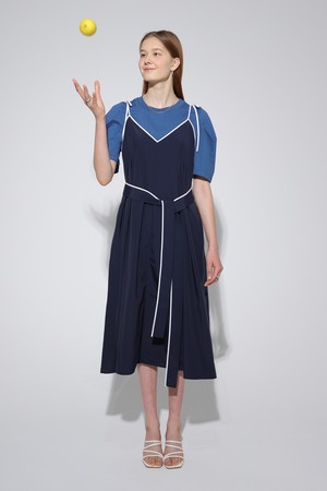 Layered Sleeveless Dress_Navy 레이어드 슬리브리스 드레스_네이비