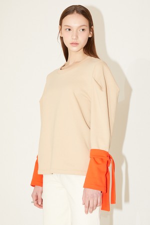 Puff Sleeve Sweatshirt_Beige 퍼프 슬리브 스웨트셔츠_베이지