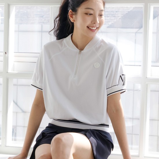 에센셜 집업 반팔 티셔츠 WH (3차)
