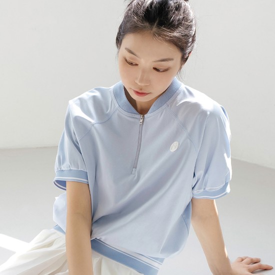 에센셜 집업 반팔 티셔츠 S/BL