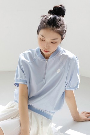 에센셜 집업 반팔 티셔츠 S/BL