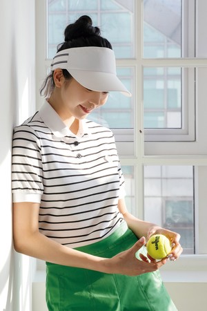 스트라이프 카라 티셔츠 BK
