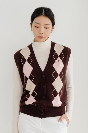 캐시미어 블렌딩 아가일 베스트 BR_BROWN-a