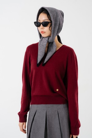 캐시미어100 브이넥 풀오버 WI_WINE-a