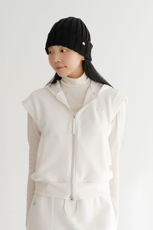 쿠션 후드 집업 베스트 IV_IVORY-a