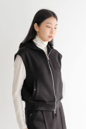 쿠션 후드 집업 베스트 BK_BLACK-a