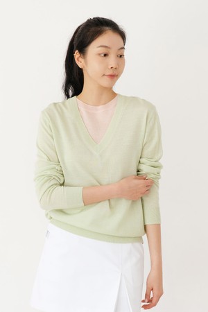 레이어드 라운드 니트 L/GR