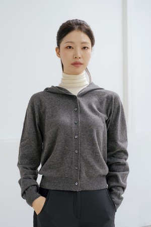 캐시미어 블렌딩 후드 가디건 M/GY