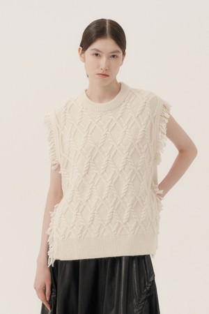 프린지 울 니트 베스트